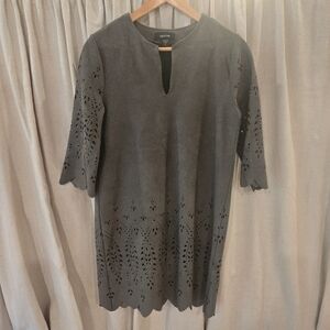 Karen Kane Olive Suede Like Dress Laser Cut